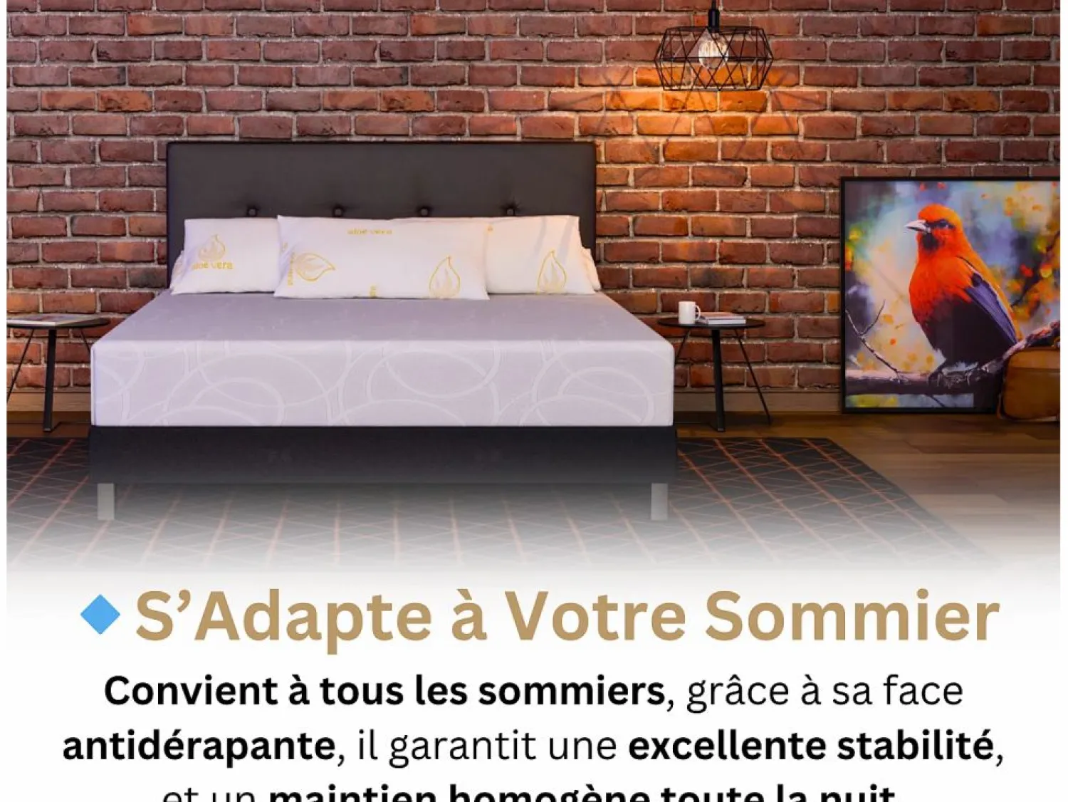 Discount Douce Lune Colchón 2 plazas Ondine 140x190 - Memory Foam 60 kg/m³ Alta Densidad Enriquecido con Microcápsulas de Gel Refrescante - Diseño ergonómico