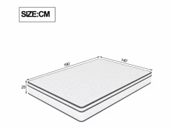 Colchón 140 x 190 cm - altura 25 cm - de espuma fría - ergonómico - con muelles ensacados - para niños y adultos