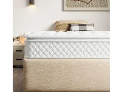 Outlet Colchón de muelles 90x200 cm espuma espesor 25 cm - dureza H3 - funda acolchada de microfibra - Blanco Colchón Muelles Ensacados