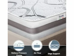 The White Stone Colchón Doble 150 x 220 Memory Foam | Premium Quality | altura 22 cm | Made in Italy