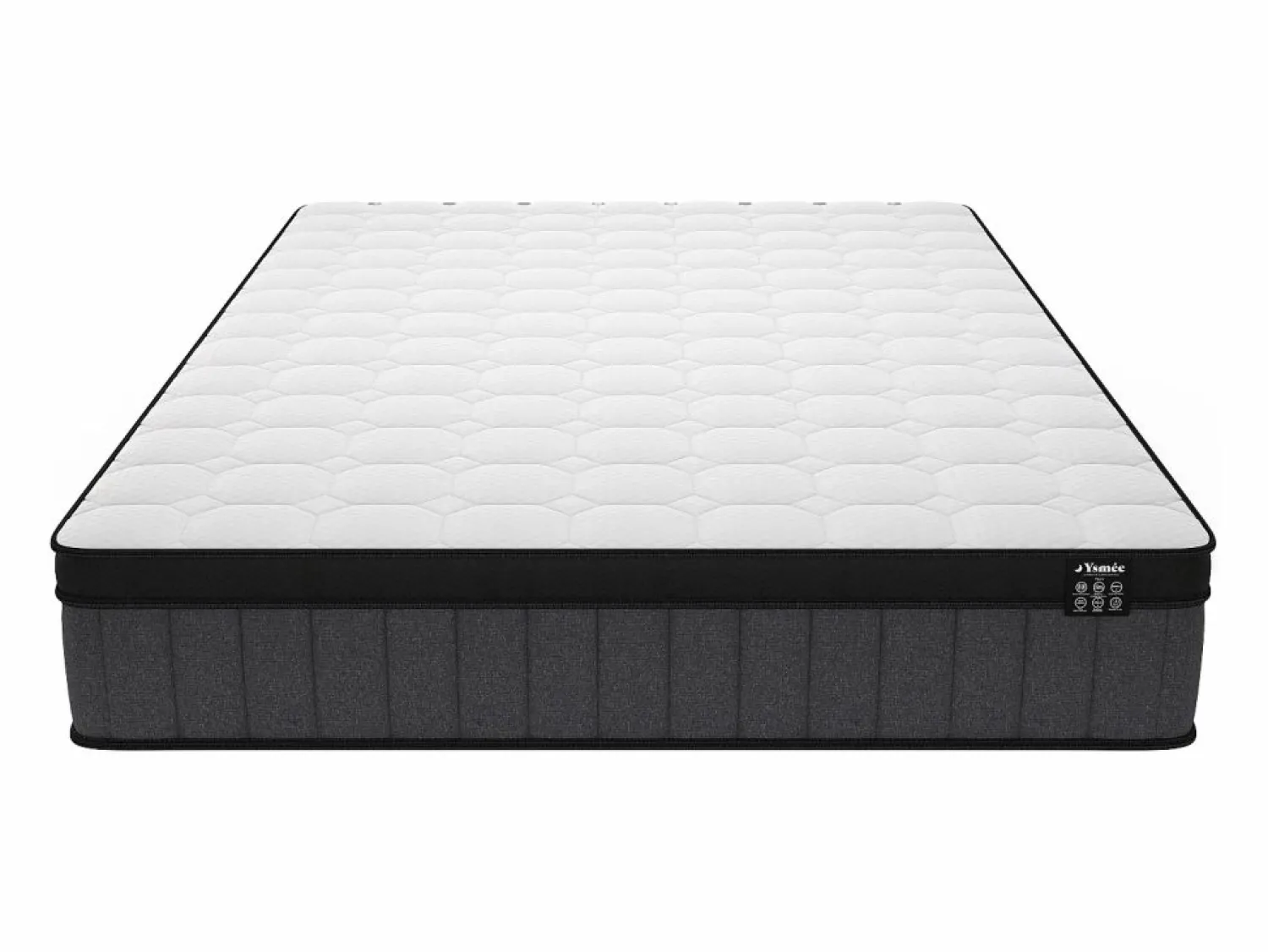 Ysmée Colchón híbrido de 180 x 200 cm de muelles 7 zonas viscoelástica refrescante de 25 cm de grosor TOLCA de YSMÉE