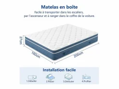 New DripeX Colchón Híbrido 160x200cm - esp.27cm - muelles ensacados 7 zonas - hipoaalergénico - transpirable - Medio-Firme