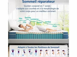 New DripeX Colchón Híbrido 160x200cm - esp.27cm - muelles ensacados 7 zonas - hipoaalergénico - transpirable - Medio-Firme