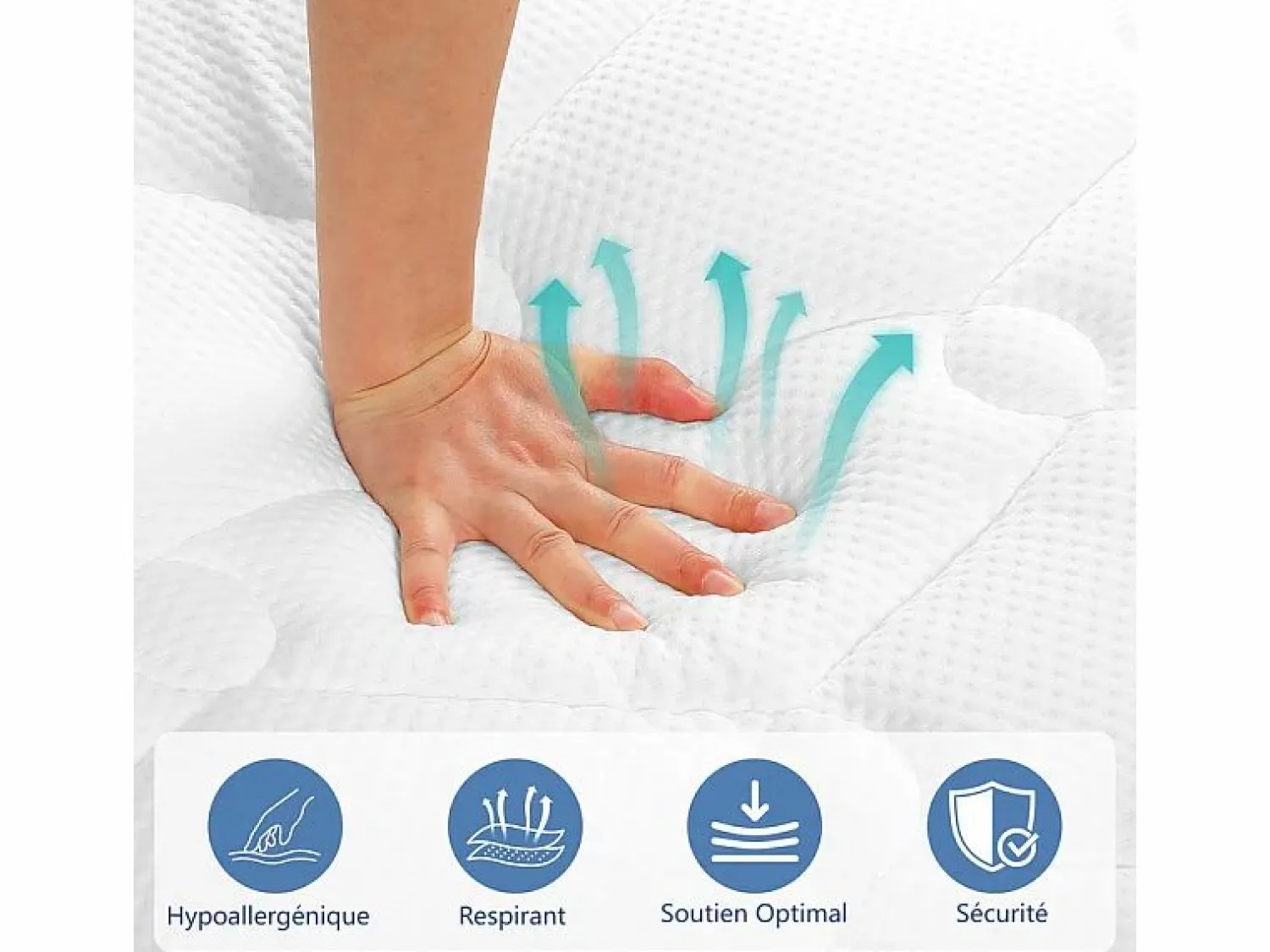 New DripeX Colchón Híbrido 160x200cm - esp.27cm - muelles ensacados 7 zonas - hipoaalergénico - transpirable - Medio-Firme