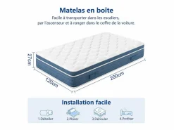 Outlet Colchón Híbrido 120x200cm - esp.27cm - muelles ensacados 7 zonas - hipoaalergénico - transpirable - Medio-Firme Colchón Muelles Ensacados