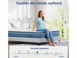 Outlet Colchón Híbrido 120x200cm - esp.27cm - muelles ensacados 7 zonas - hipoaalergénico - transpirable - Medio-Firme Colchón Muelles Ensacados