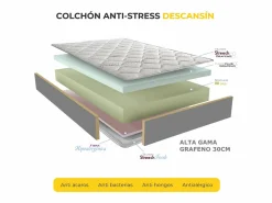 Best Colchón Viscoelástico 30cm Alta gama | 150x190 | Ideal para Personas con Dolores de Espalda | Alta Firmeza | Carbono-Grafeno Anti-Stress Colchón Espuma|Colchón Memoria De Forma