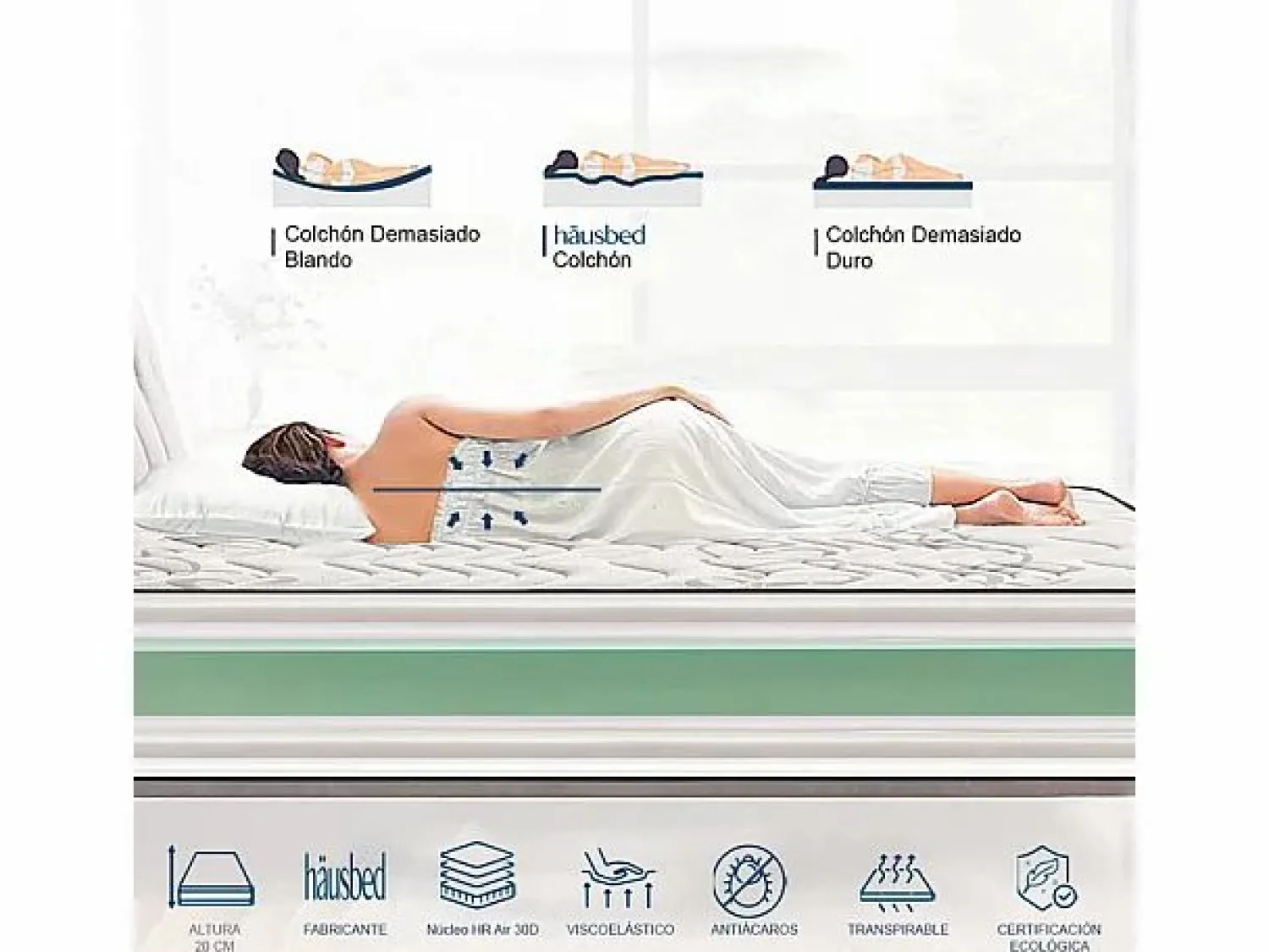 Hausbed Colchón Viscoelástico Hr Air Confort Nyman 90X190 cm Häusbed