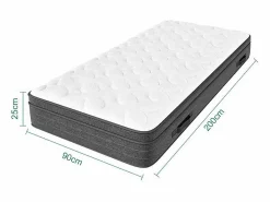 DripeX Colchón 90x200cm muelles ensacados - esp.25cm - soporte 7 zonas - con asa - Hipoaalergénico