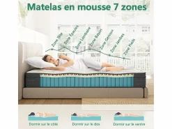 DripeX Colchón 90x200cm muelles ensacados - esp.25cm - soporte 7 zonas - con asa - Hipoaalergénico