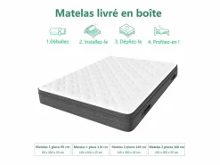 DripeX Colchón 90x200cm muelles ensacados - esp.25cm - soporte 7 zonas - con asa - Hipoaalergénico