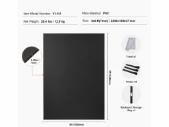 Online Colchoneta de Yoga SucceBuy, Colchoneta de Ejercicio, 2,4 x 1,8 m, Colchoneta de Yoga Antideslizante, PVC, para Pilates y Entrenamiento en el Suelo Negro