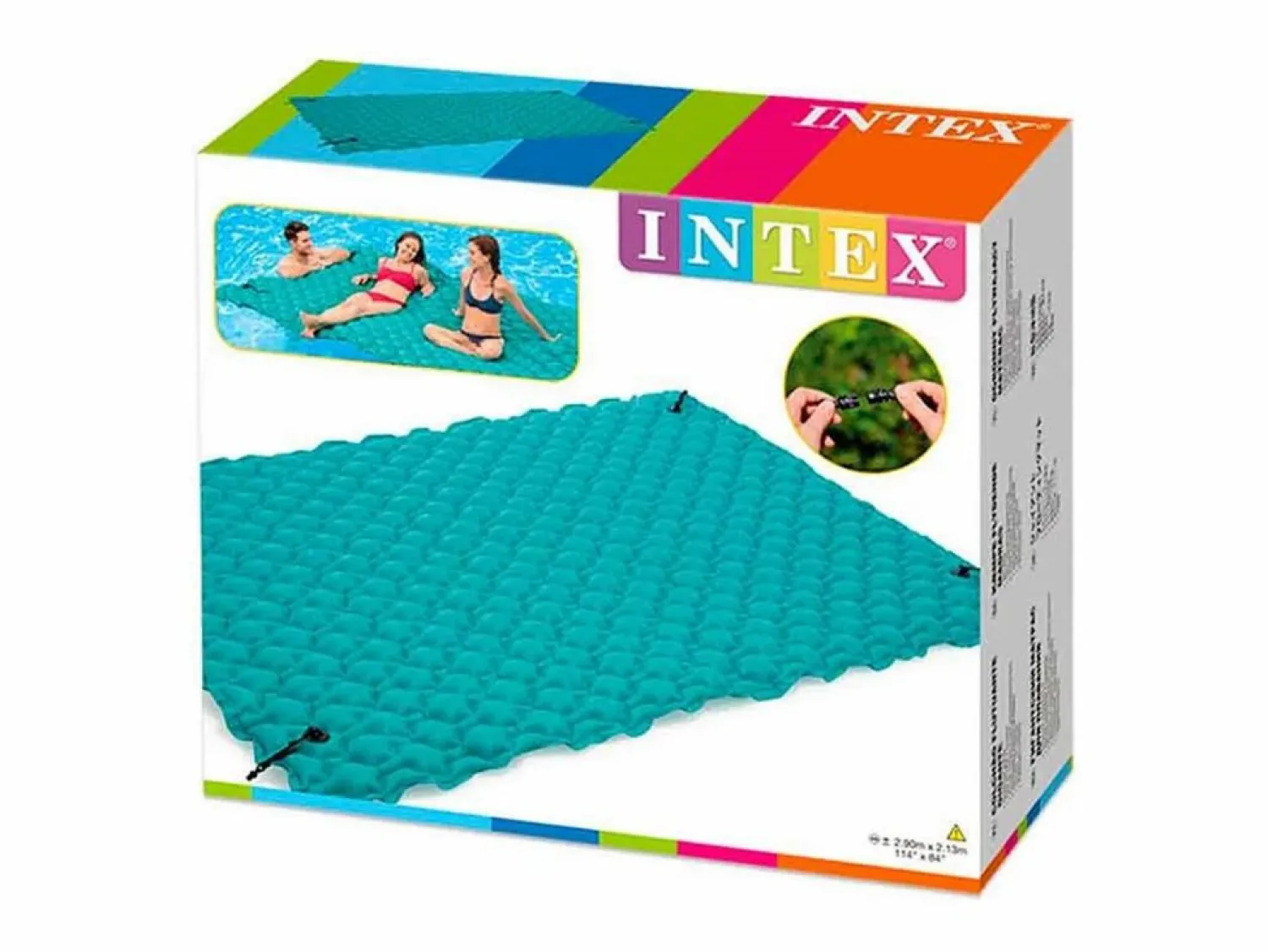 Discount Intex Colchoneta hinchable para 3 personas turquesa 290x213 cm Azul turquesa