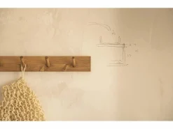Clearance Colgador de pared de madera maciza en tono roble oscuro de 61x5cm - KATE - Perchero