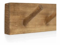 Clearance Colgador de pared de madera maciza en tono roble oscuro de 61x5cm - KATE - Perchero