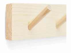 Hot DECOWOOD Colgador de pared de madera maciza en tono natural de 26x5cm - KATE - Beige