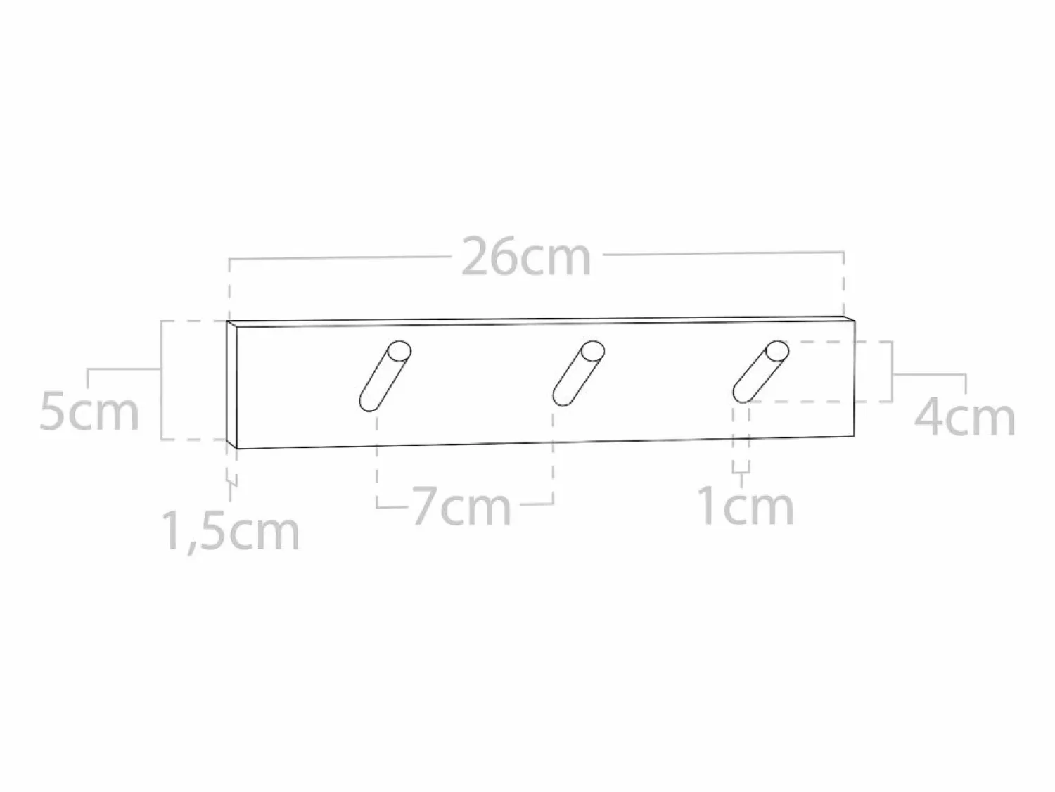 Hot DECOWOOD Colgador de pared de madera maciza en tono natural de 26x5cm - KATE - Beige