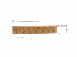 DECOWOOD Colgador de pared de madera maciza en tono nogal de 61x9,5cm - KATE -