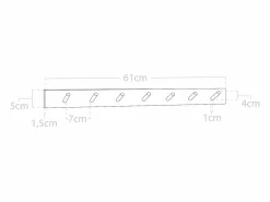 DECOWOOD Colgador de pared de madera maciza en tono natural de 61x5cm - KATE -