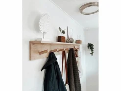 Discount DECOWOOD Colgador de pared de madera maciza en tono natural de 61x9,5cm - KATE - Beige