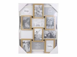 Outlet The Home Deco Factory Collage de fotos en madera y blanco 10 x 15 cm Familia 12 fotos Beige