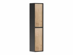 Hot Vente-unique Columna de baño - Natural claro y negro - 140 cm - LANNICK Negro / Color natural claro