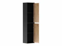 Hot Vente-unique Columna de baño - Natural claro y negro - 140 cm - LANNICK Negro / Color natural claro
