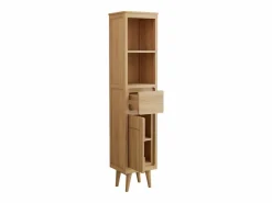 New Vente-unique Columna de baño con patas de teca con estantes - Alt.180 cm - BINTUNI Color natural claro