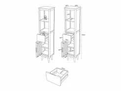 New Vente-unique Columna de baño con patas de teca con estantes - Alt.180 cm - BINTUNI Color natural claro