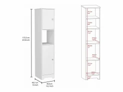 Clearance Columna de baño Ibis en Melamina con 2 puertas y 1 estante , 172.21 cm X 36.32 cm X 40.64 cm , Columna De Baño