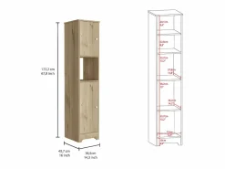 TuHome Columna de baño Ibis en Melamina con 2 puertas y 1 estante , 172.21 cm X 36.32 cm X 40.64 cm ,