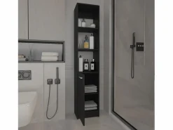 Online TuHome Columna de Baño Malaga en melamina con un gabinete y 3 estantes , 162 cm X 33 cm X 26.4 cm , Negro