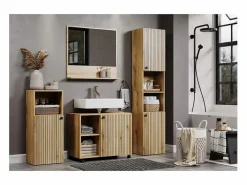 Online ebuy24 Columna de baño ranurada 2 puertas, 2 nichos H186 cm - PUREBLISS Marru00f3n