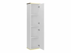 New Vente-unique Columna de baño suspendida estriada, color mate, 3 estantes, Al.140 cm, KELIZA Blanco