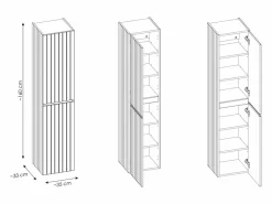 Vente-unique Columna de baño suspendida estriada rosa - Al160 cm - SATARA Rosa palo