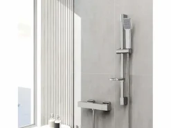 Online Columna de Ducha Barra Redondo Cromado con Ducha de Mano Cuadrado y Estante de Jabón Columna De Ducha