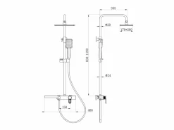 Sale Shower & Design Columna de ducha de aluminio - Níquel cepillado - H126 x L40 x P35,5 cm - JIZEO Plateado