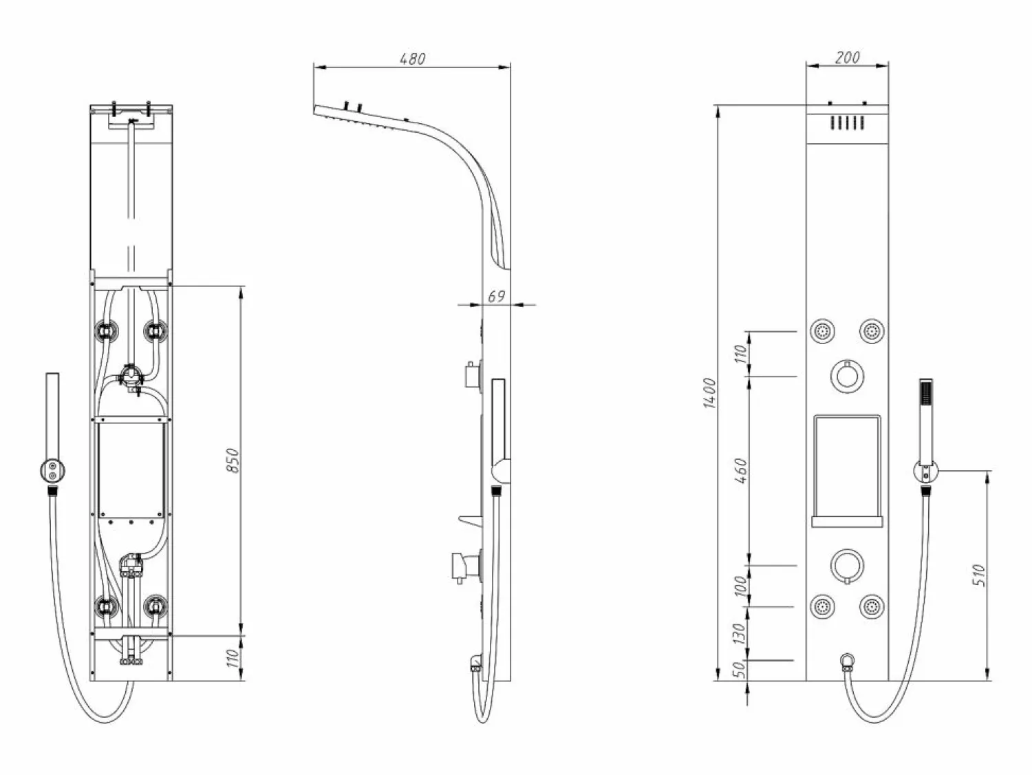 Shower & Design Columna de ducha hidromasaje - Blanca - 20 x 140 cm - ROANA
