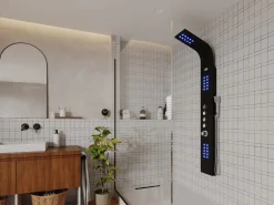 Outlet Columna de ducha hidromasaje negra con leds FELICITA Columna De Ducha