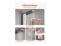 Best Columna de Ducha SucceBuy, con Cabezal de Ducha Efecto Lluvia, Sistema de Panel de Ducha Mural de Alta Presión en Acero Inoxidable Cepillado, Grifo de 5 Funciones Columna De Ducha