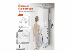 Online Columna de Ducha SucceBuy, con Cabezal de Ducha Efecto Lluvia, Sistema de Panel de Ducha Mural de Alta Presión de Acero Inoxidable Cepillado, Grifo de 3 Funciones Plateado