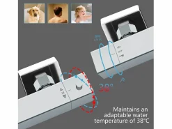 Aica Columna de Ducha Termostática Cromada Ajustable con Alcachofa y Ducha Superior Grande Cuadrada