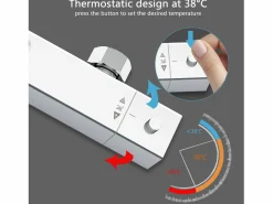 Aica Columna de Ducha Termostática Cromada Ajustable con Alcachofa y Ducha Superior Grande Cuadrada