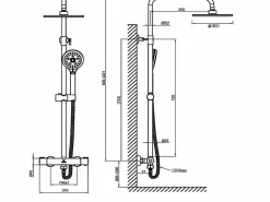 Valaz Columna de ducha termostática BOSSA mate Ø 25 cm