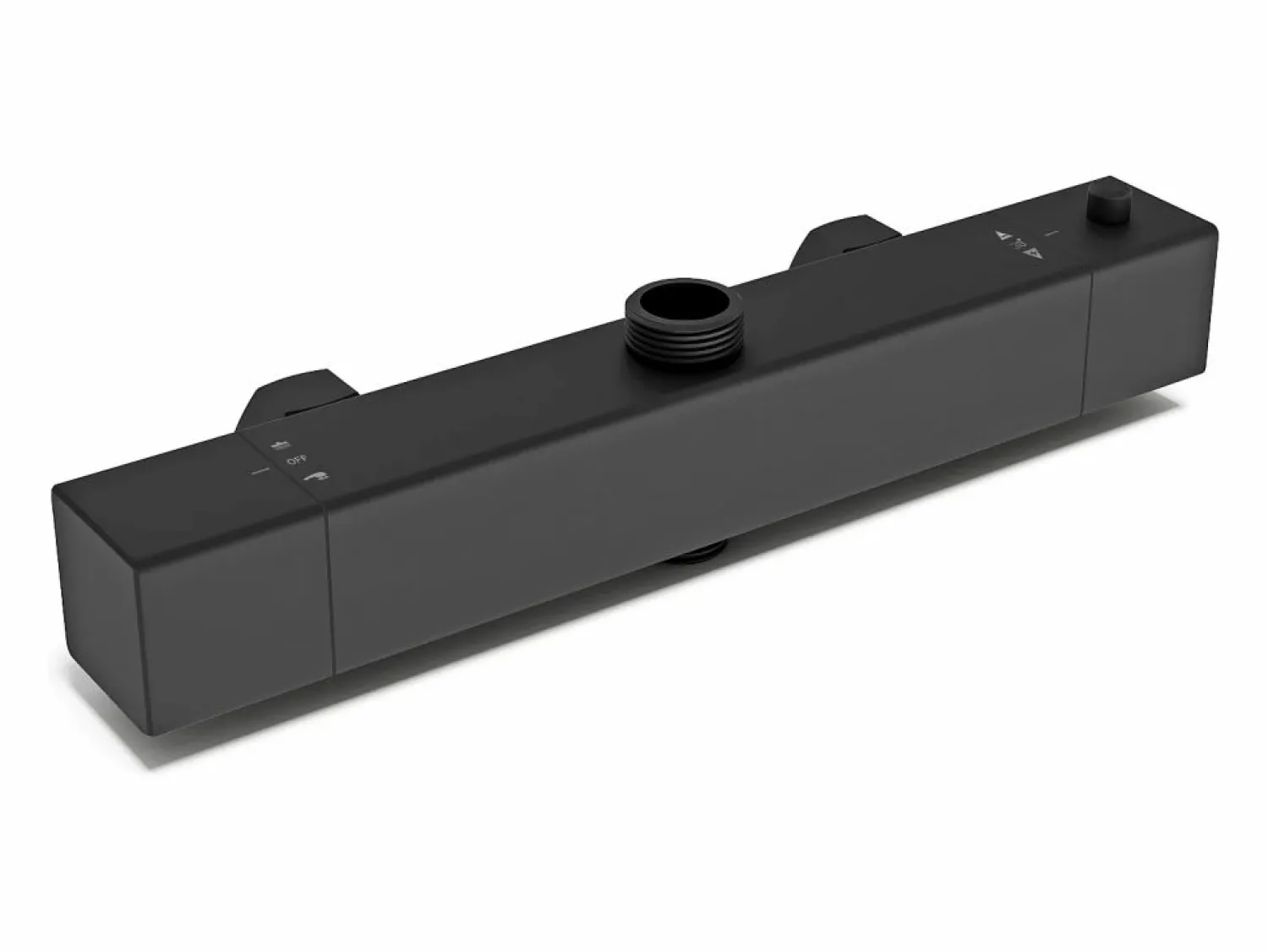 Aica Columna de Ducha Termostática - Mate, Alcachofa Cuadrada+Raciador Superior Grande 20cmx20cm Negro