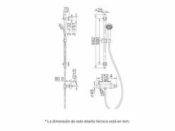 Valaz Columna de ducha termostático con barra MELBA Ø 25 cm Cromado