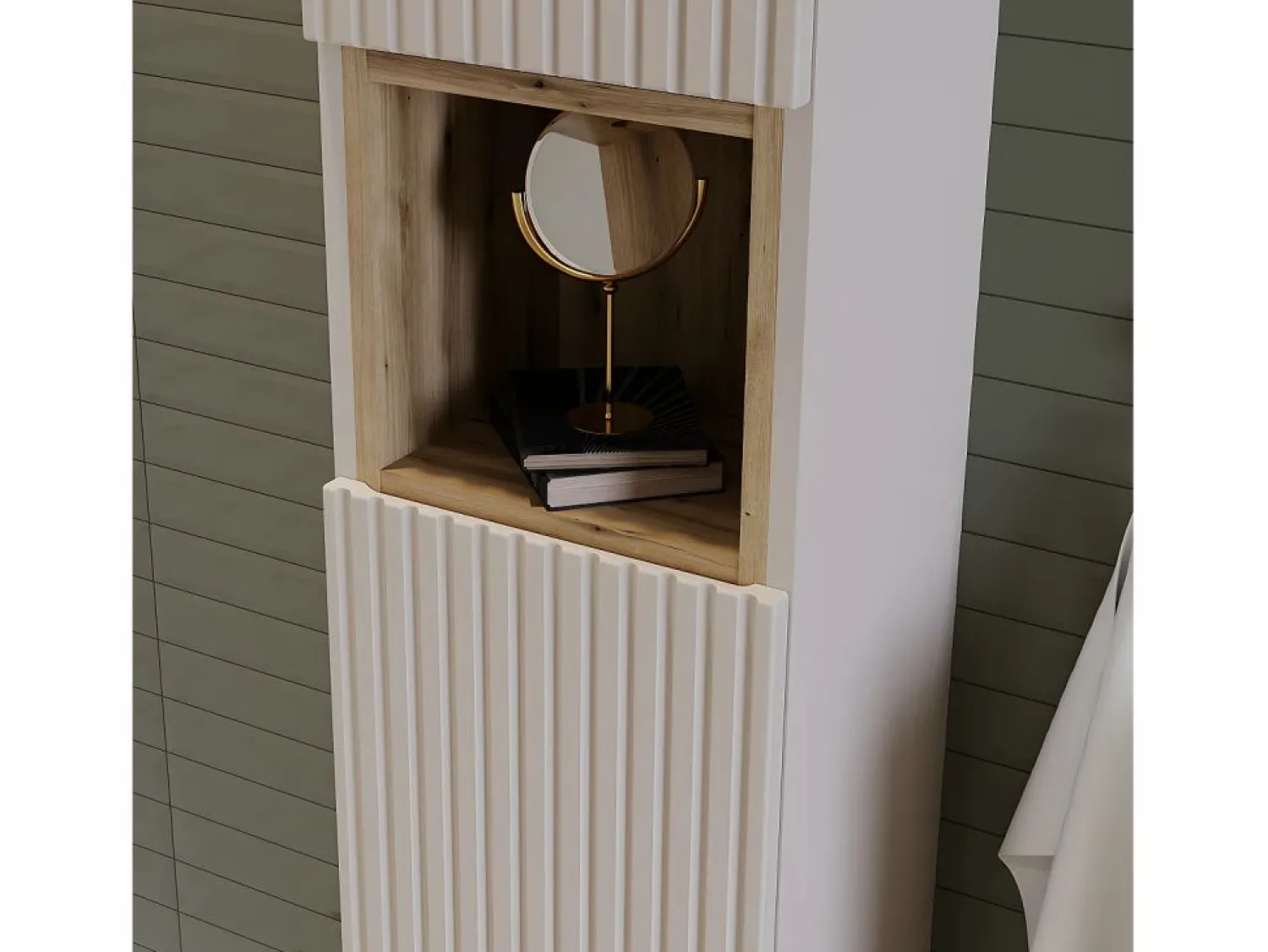 Best Petits-Meubles Columna de pared 2 puertas 1 compartimiento Riva Cachemira y Madera Beige