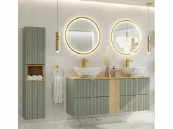 Petits-Meubles Columna de pared 2 puertas 1 compartimiento Jade y Madera