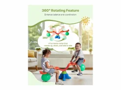 New Columpio Balancín SucceBuy, Capacidad de Carga de 24,9 kg por Asiento, Equipo de Juego Exterior Rebotador, para 2 Niños de 3 Años en Adelante Multicolor