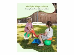New Columpio Balancín SucceBuy, Capacidad de Carga de 24,9 kg por Asiento, Equipo de Juego Exterior Rebotador, para 2 Niños de 3 Años en Adelante Multicolor
